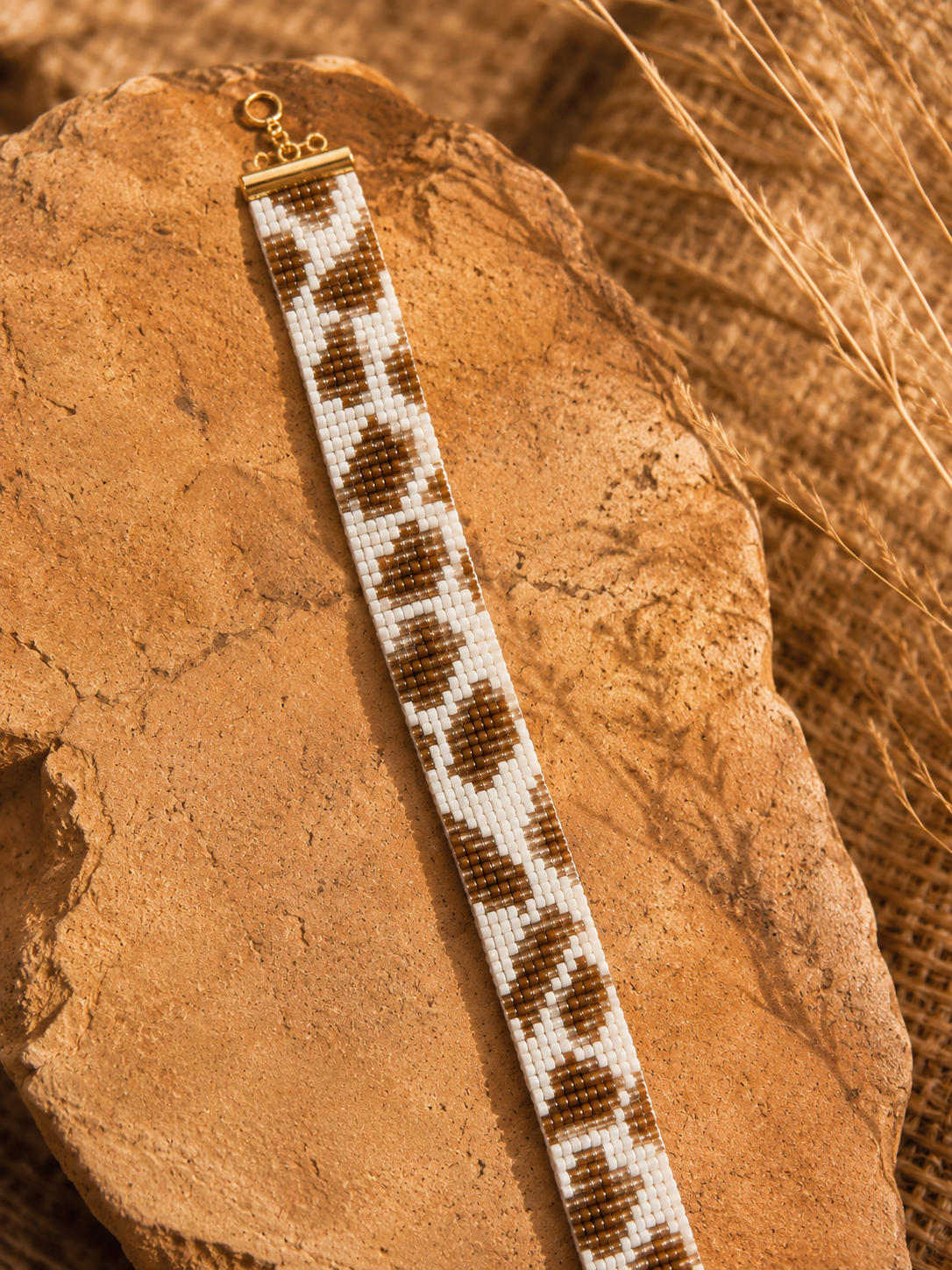 Leopard white small width bracelet