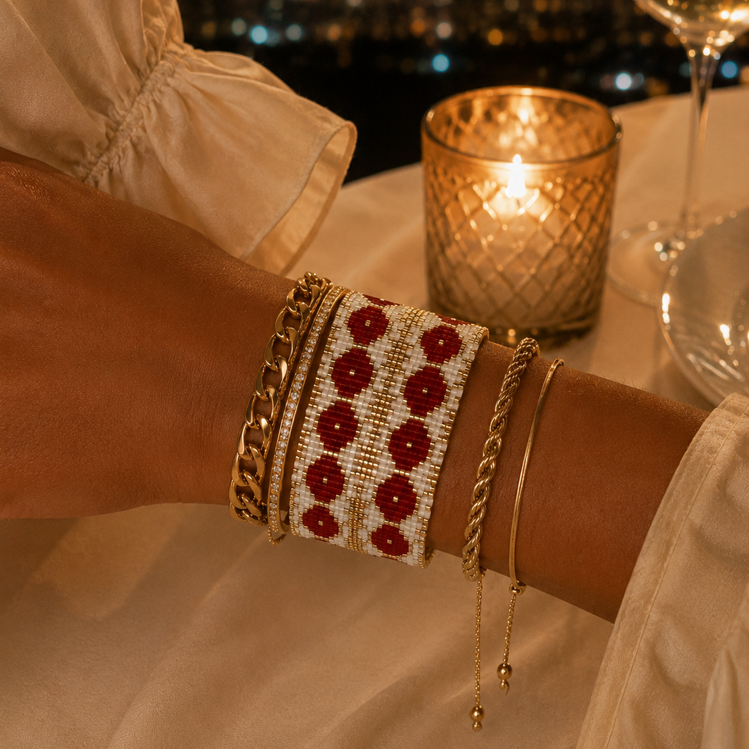 Beaded bracelet, extra large width