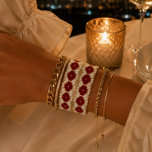Beaded bracelet, extra large width