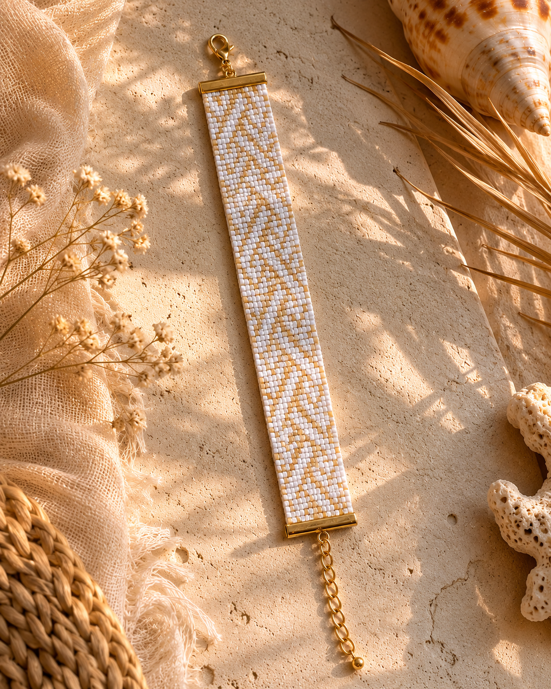 White Braided Bracelet - Medium width