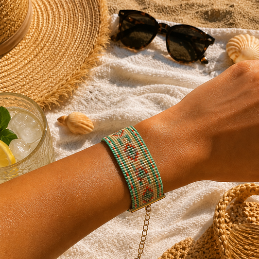 Coastal beaded bracelet medium width