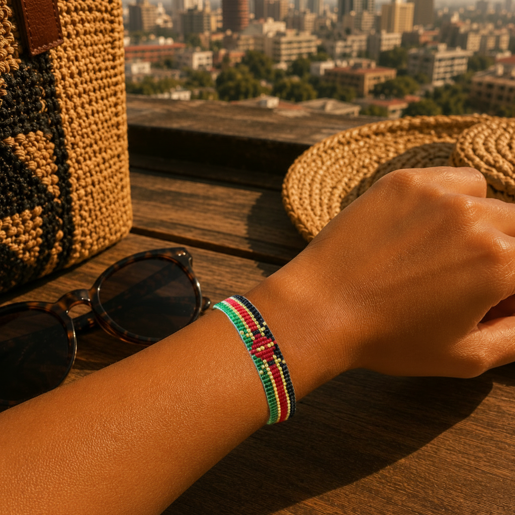 Kenyan flag beaded bracelet - small width