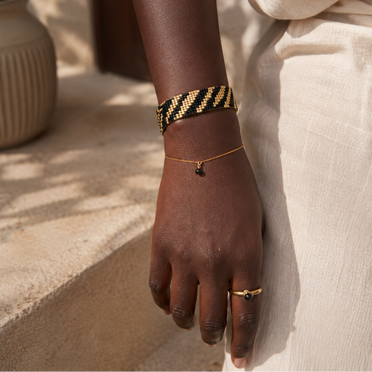 Zebra white and gold small width bracelet